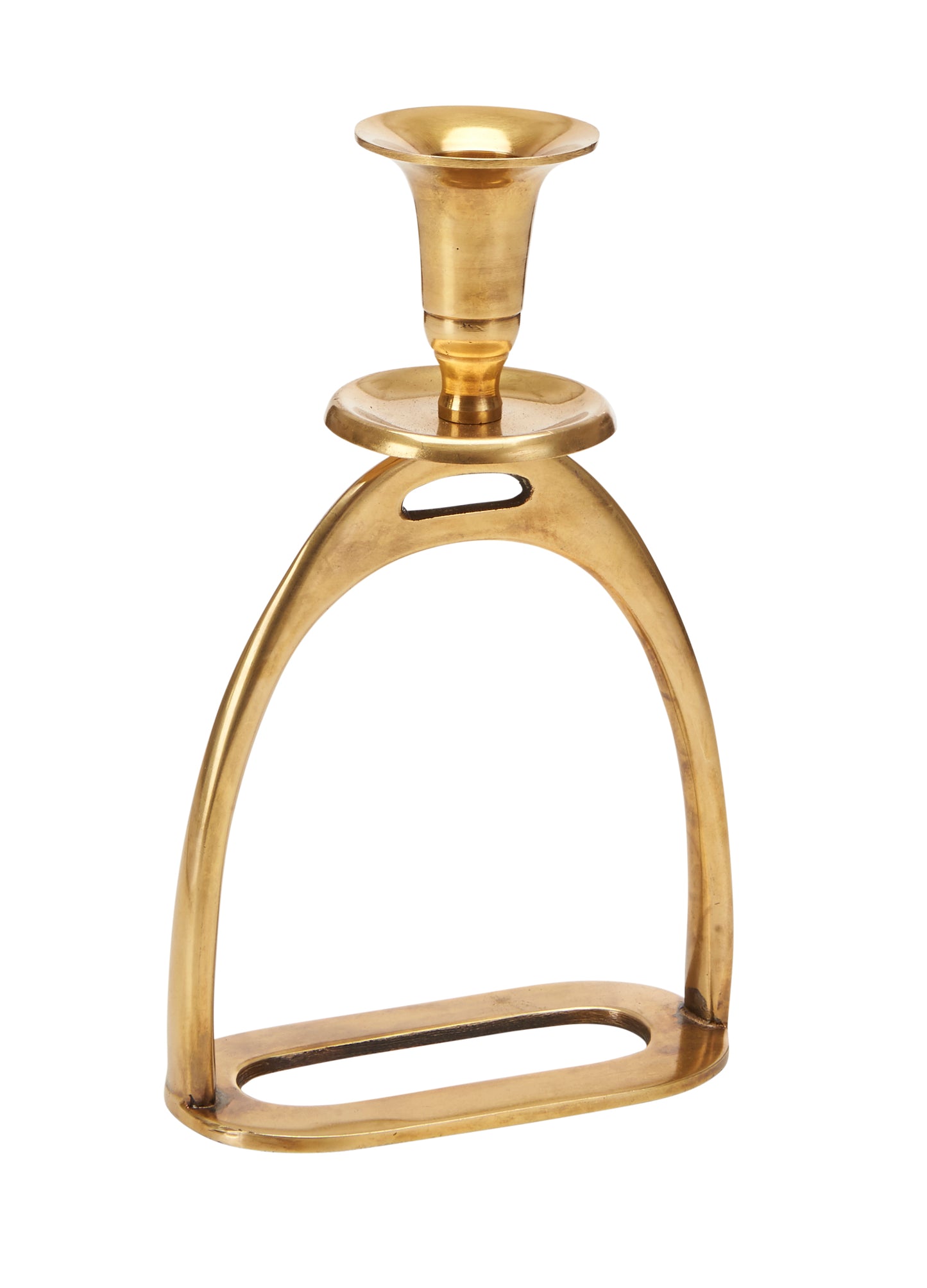 Equestrian Candle Holder Brass Old Finish