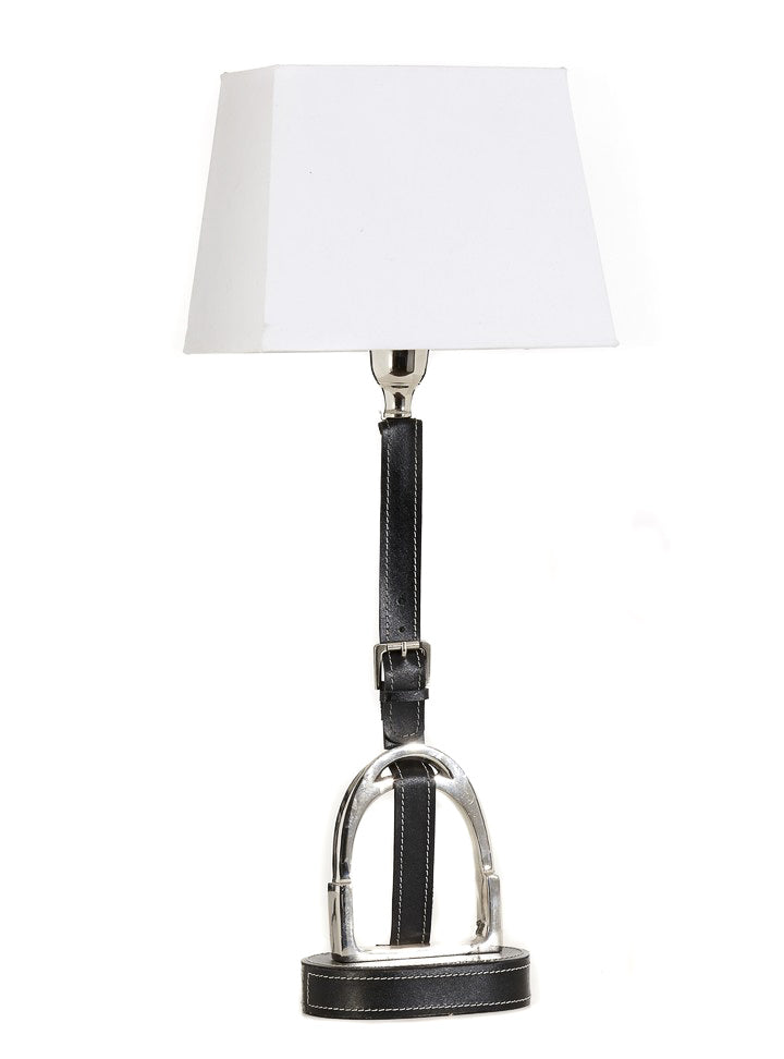 Equestrian Table Lamp Leather String Black