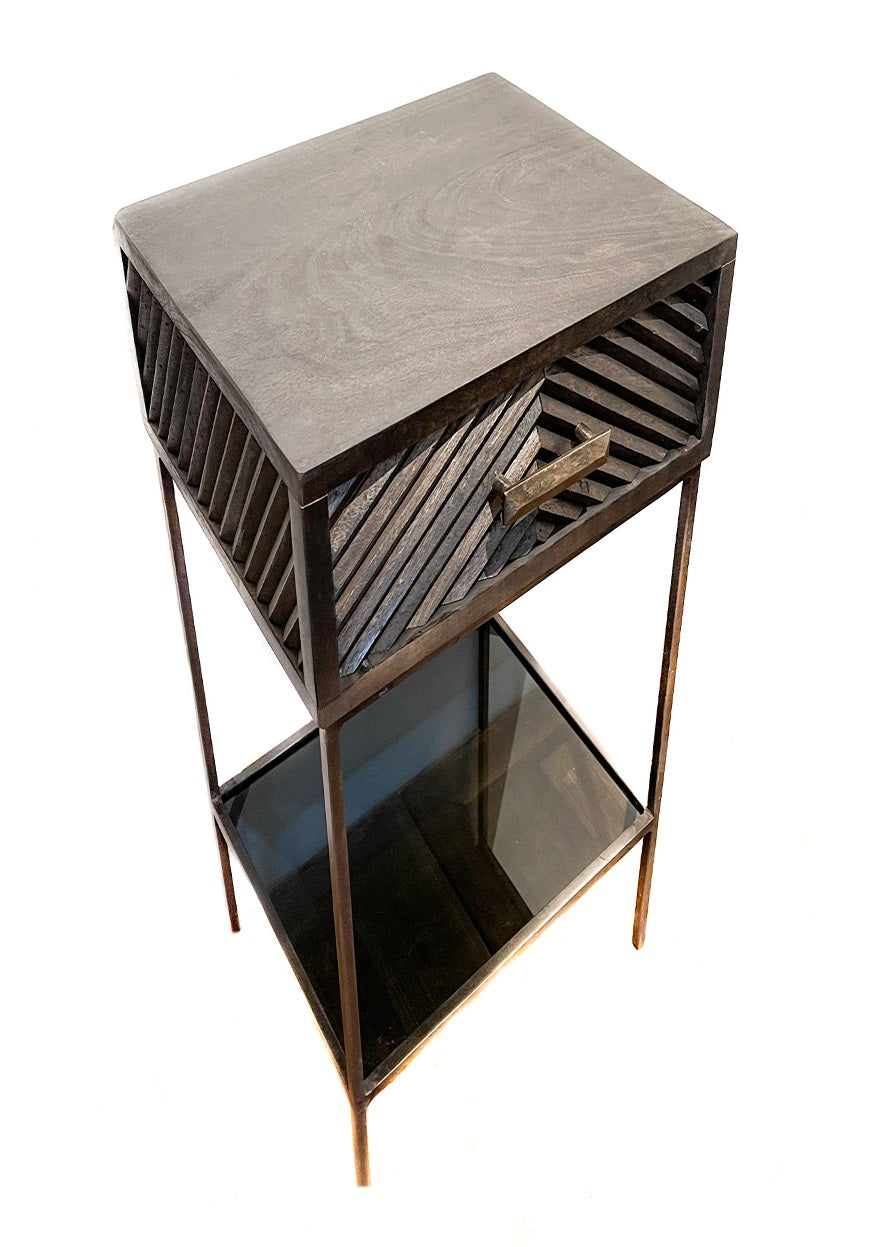 Bedside Table Chevron Black 72 cm (Kontinental)