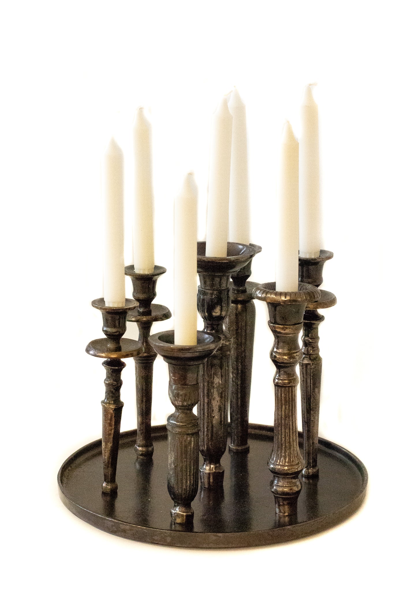 Round Black Candleholder 7-Lights