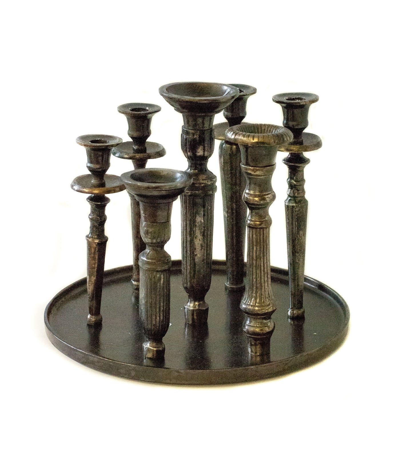 Round Black Candleholder 7-Lights