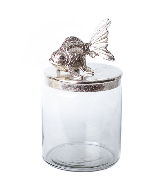 Glas jar w/fish S raw nickle