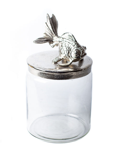 Glas jar w/fish S raw nickle