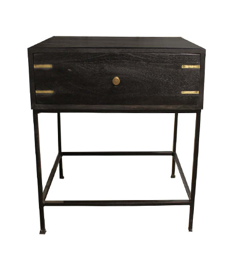 Bedside Table w/ inlay SB black 60 cm