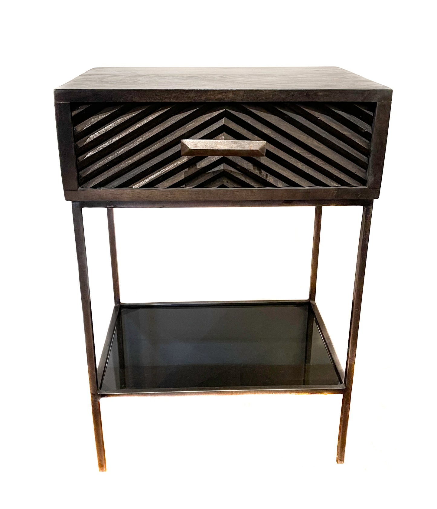 Bedside Table Chevron Black 65 cm