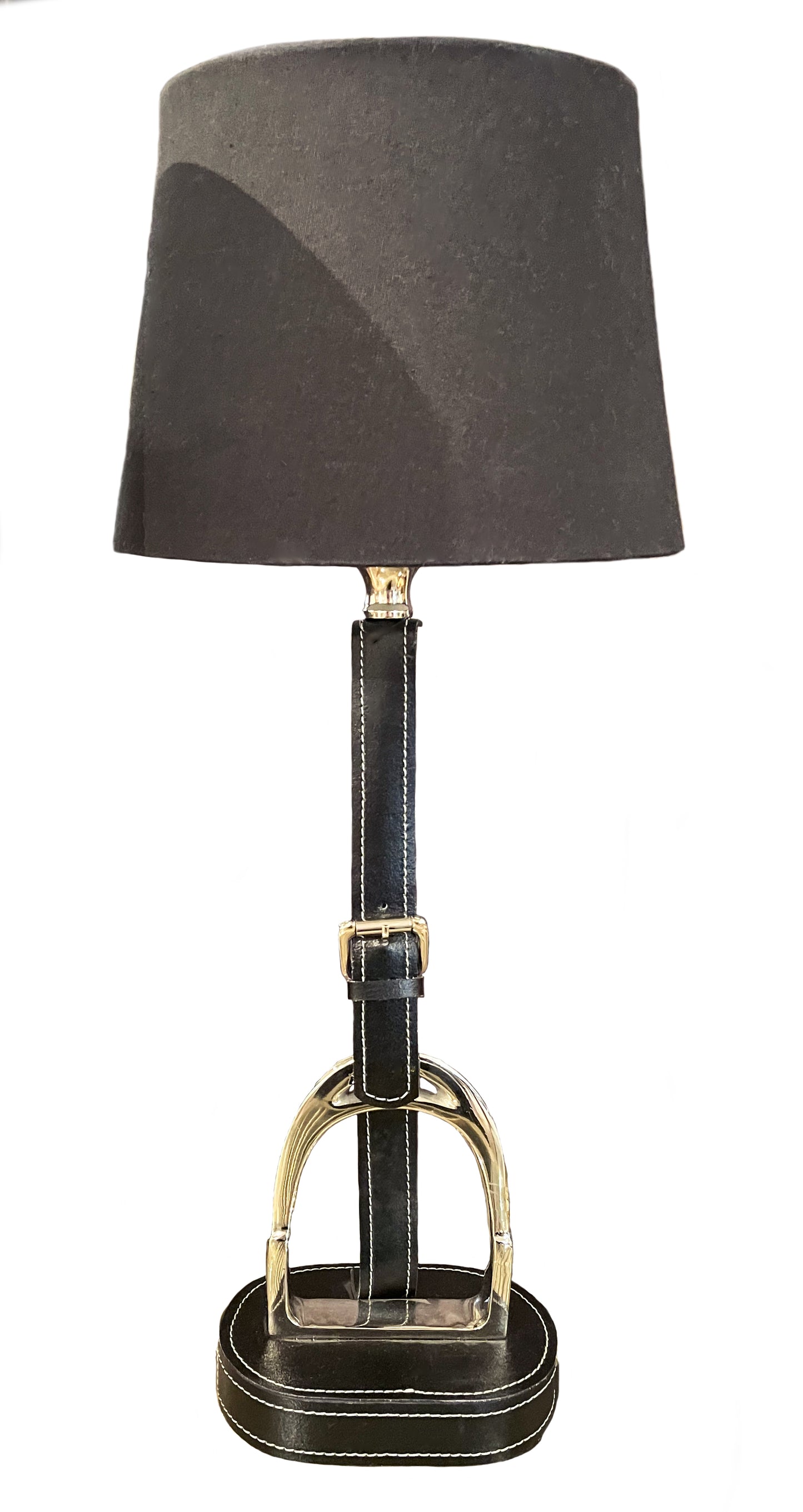 Equestrian Table Lamp Leather String Black