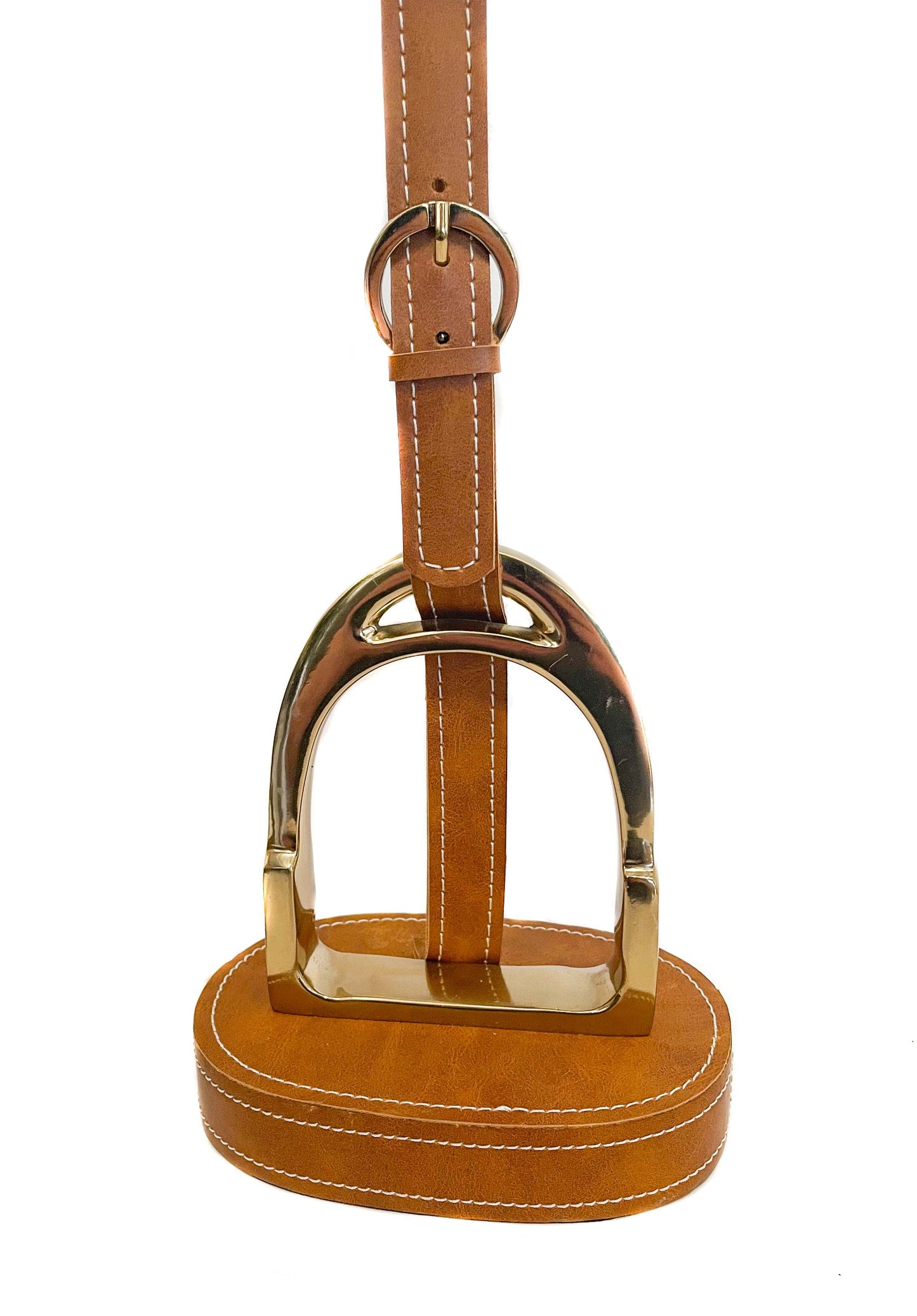 Equestrian Table Lamp Leather String Cognac