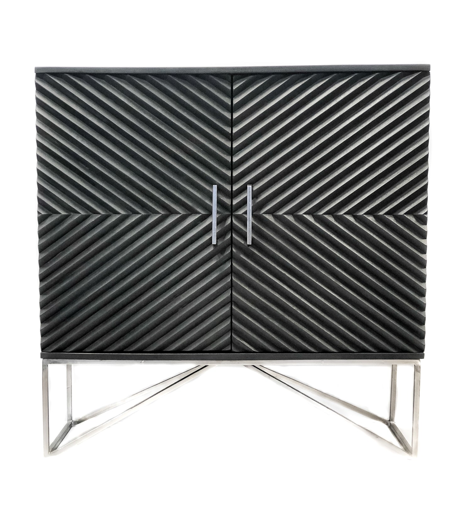 Wooden raised Chevron 2 Door Cabinet