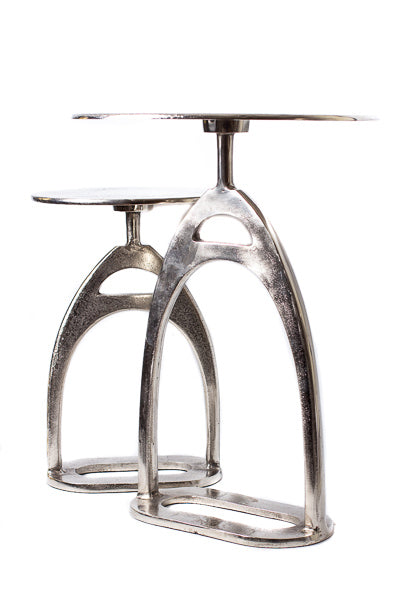 Equestrian Stirrup table S Raw ant. Nickle